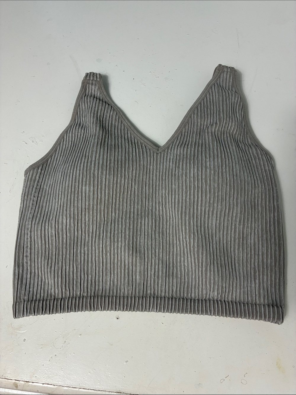 90 Degrees Small Gray Ribbed V Neck LongLine Sports Bra